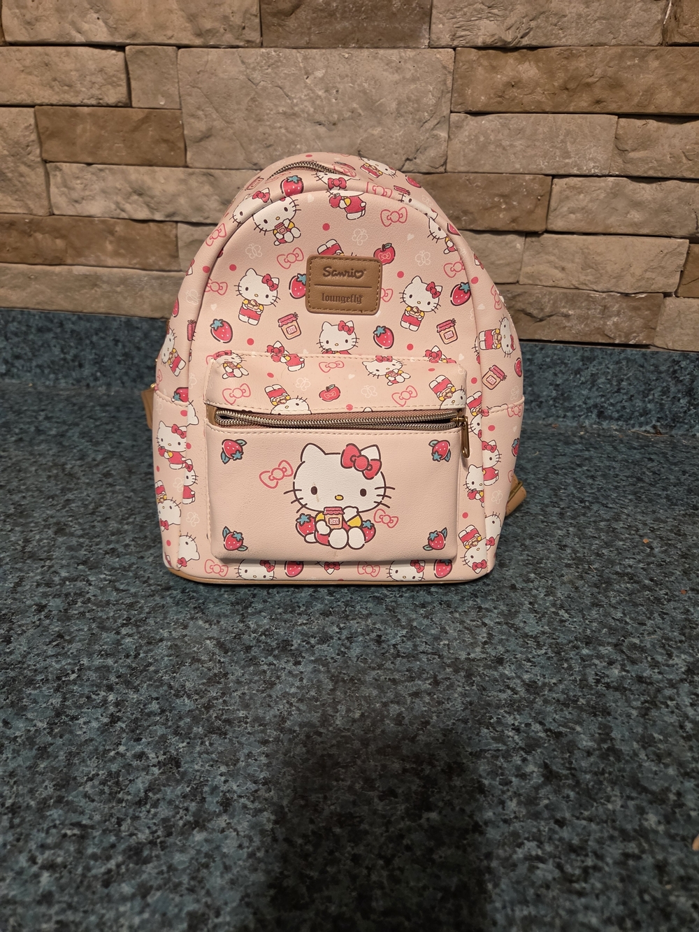 Loungefly Pink Hello Kitty Strawberry Pattern Mini Backpack